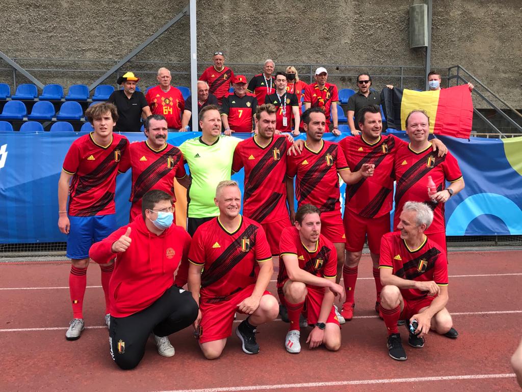 The Belgians before kick-off. 